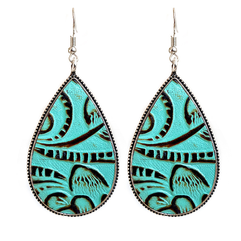 1 Pair Vintage Style Color Block Water Droplets Pu Leather Alloy Iron Drop Earrings display picture 5