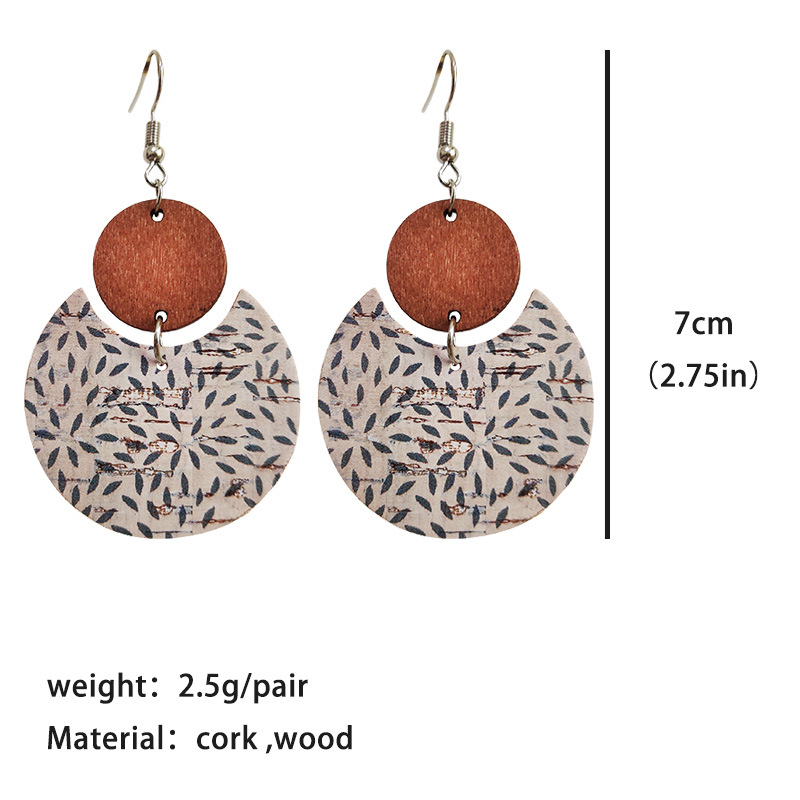 1 Pair Simple Style Leaves Wood Leather Drop Earrings display picture 1