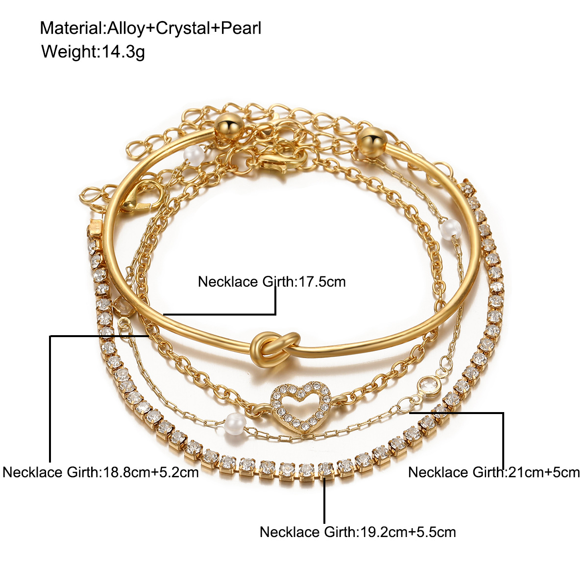 Ig Style Heart Shape Knot Alloy Pearl Plating Inlay Rhinestones Women's Bracelets Bangle display picture 1