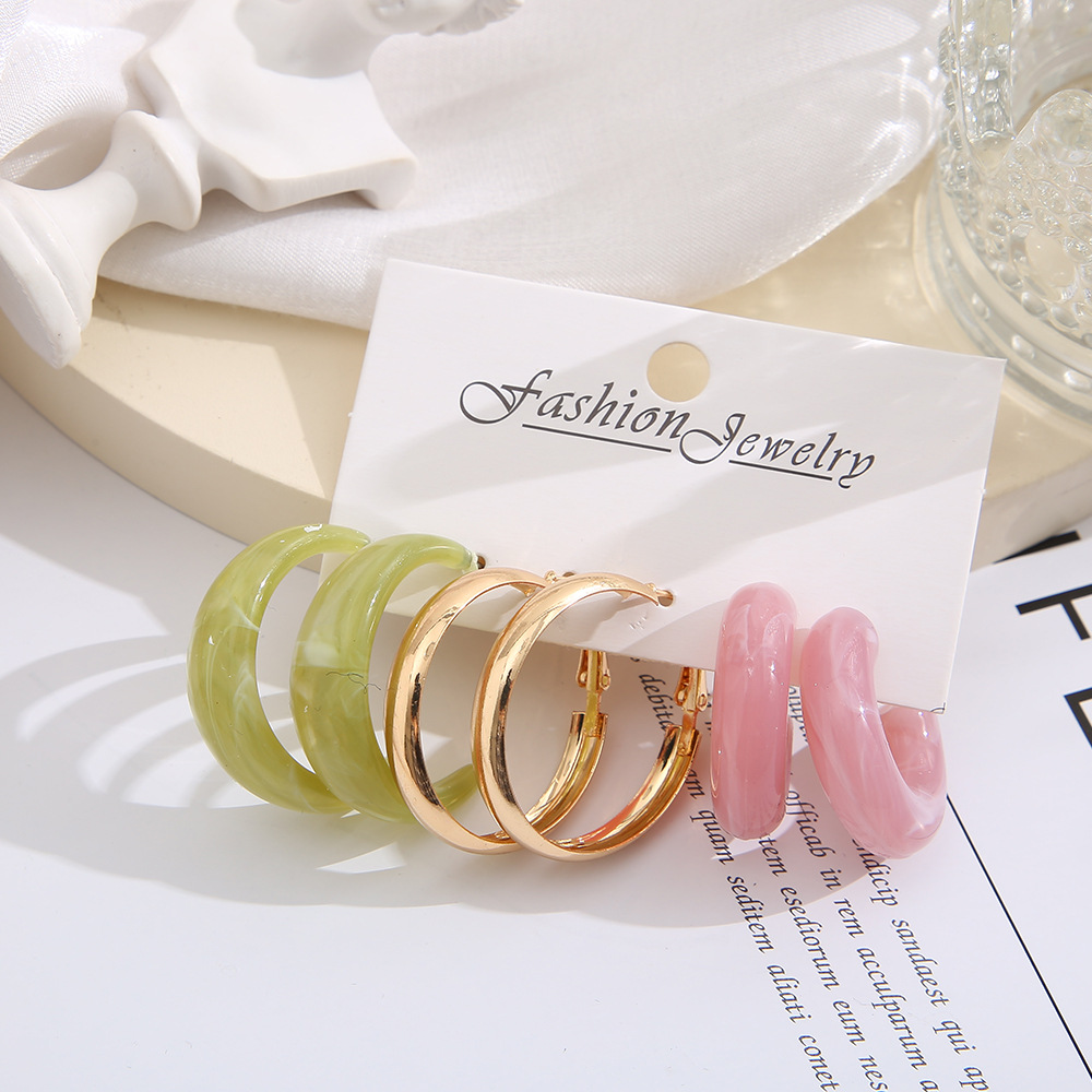 1 Set Ig Style Simple Style Circle Plating Arylic Alloy Earrings display picture 8