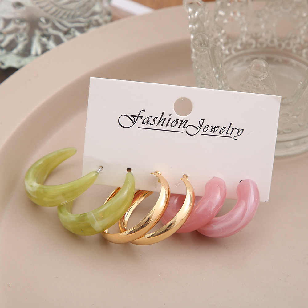1 Set Ig Style Simple Style Circle Plating Arylic Alloy Earrings display picture 11