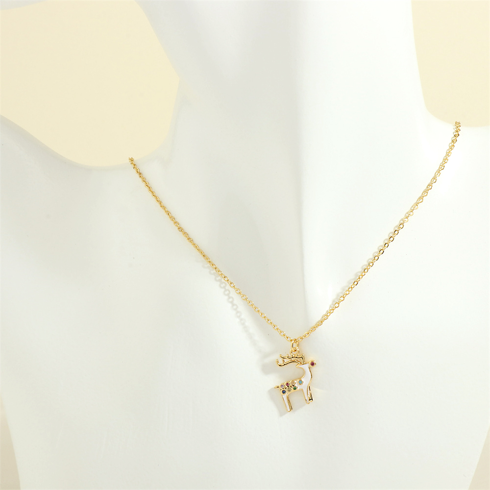 Ig Style Cartoon Style Santa Claus Snowflake Elk Copper 18k Gold Plated Zircon Pendant Necklace In Bulk display picture 10