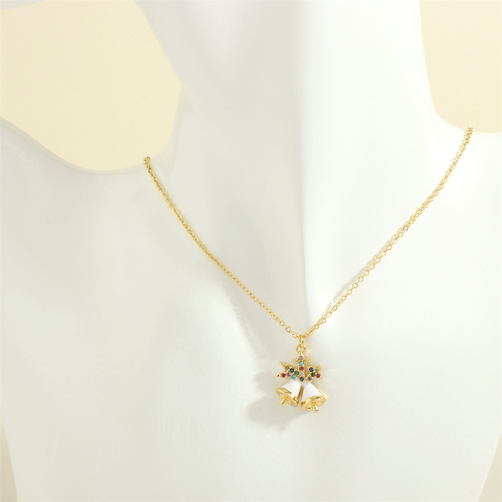 Ig Style Cartoon Style Santa Claus Snowflake Elk Copper 18k Gold Plated Zircon Pendant Necklace In Bulk display picture 15
