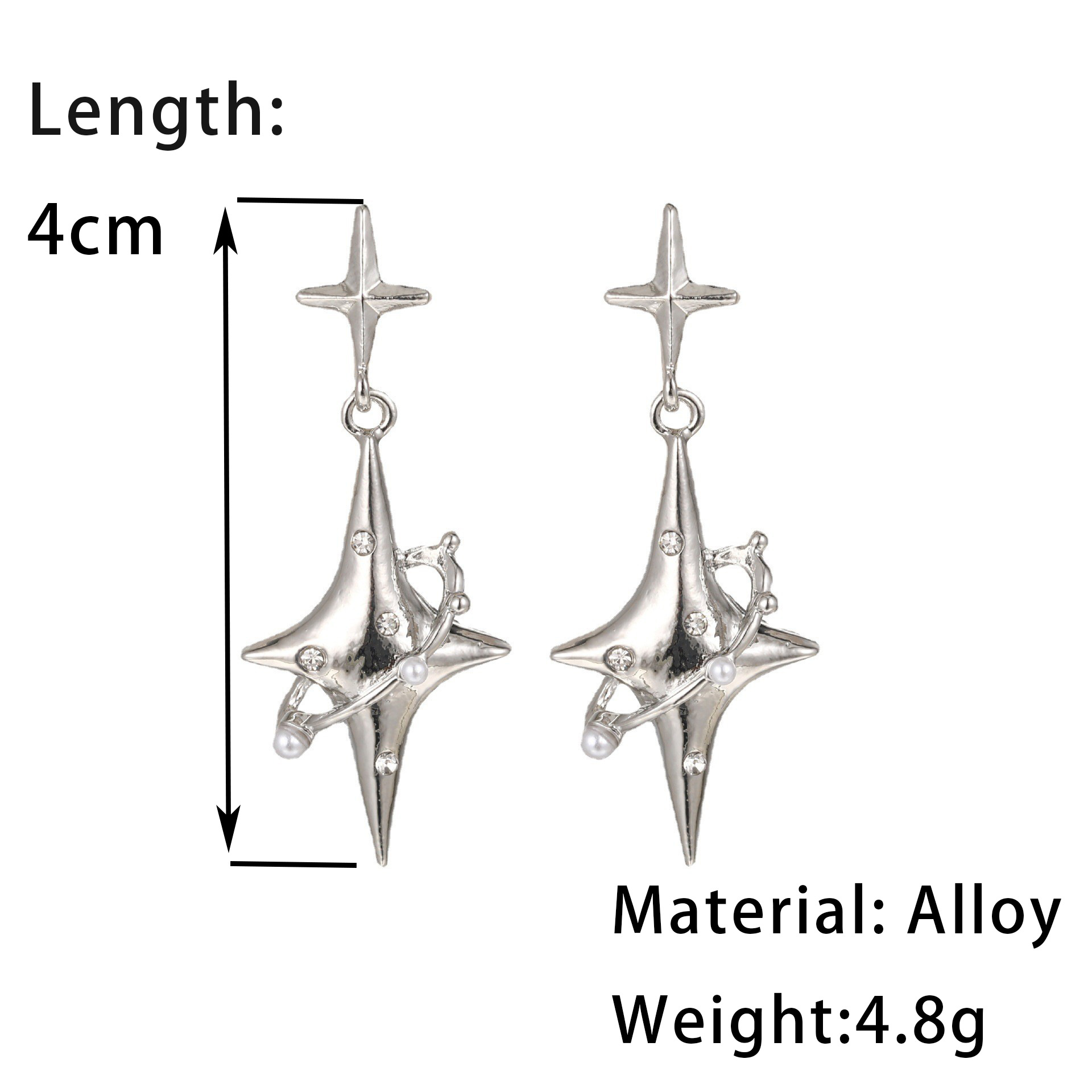 1 Pair Ig Style Star Inlay Alloy Artificial Pearls Rhinestones Drop Earrings display picture 1