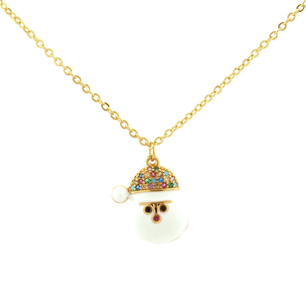 Ig Style Cartoon Style Santa Claus Snowflake Elk Copper 18k Gold Plated Zircon Pendant Necklace In Bulk display picture 8