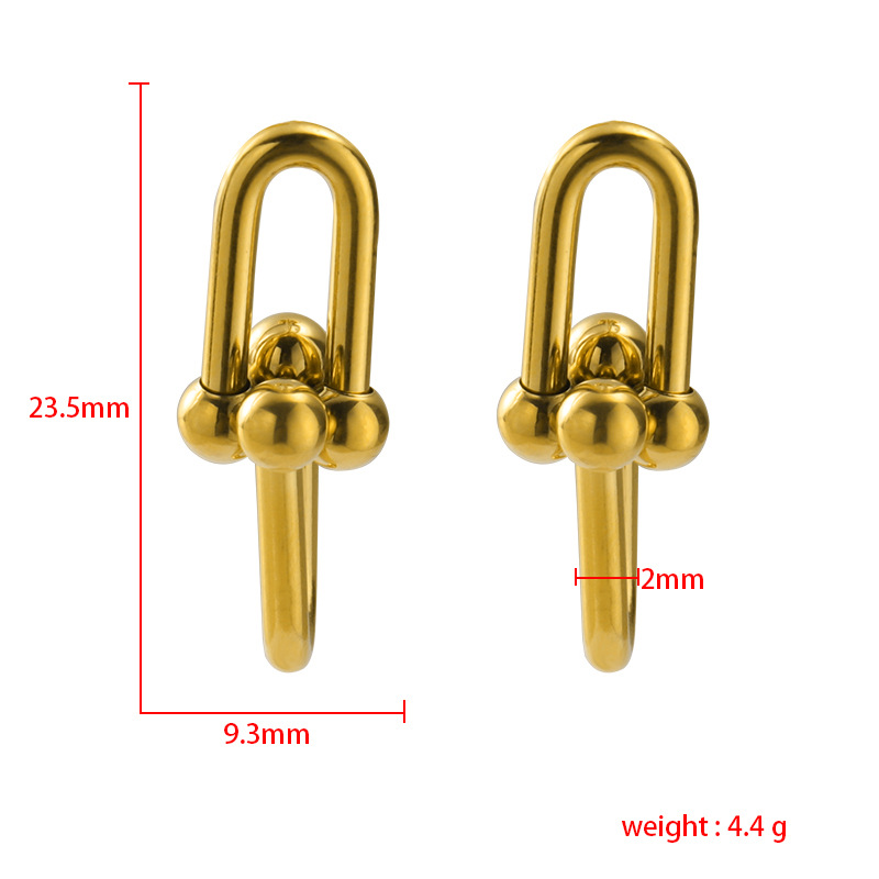 1 Pair Simple Style U Shape Plating Titanium Steel None 18K Gold Plated Ear Studs display picture 1