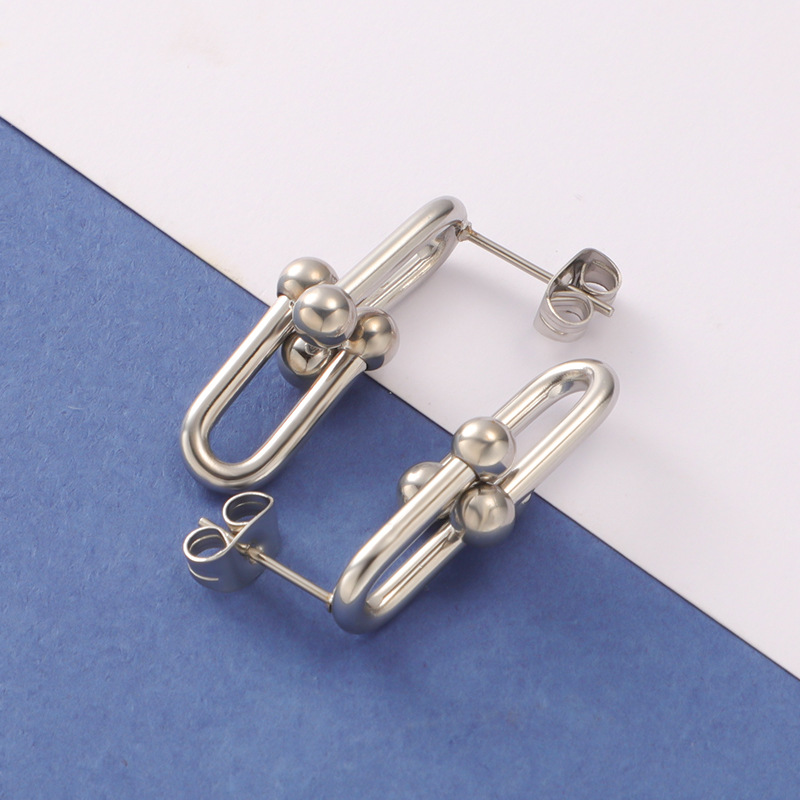 1 Pair Simple Style U Shape Plating Titanium Steel None 18K Gold Plated Ear Studs display picture 5