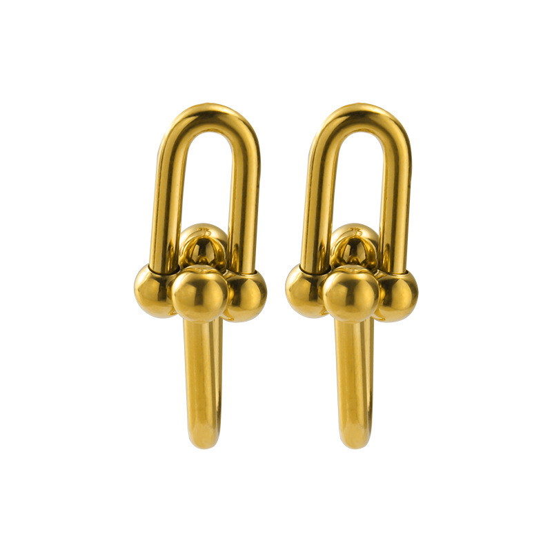 1 Pair Simple Style U Shape Plating Titanium Steel None 18K Gold Plated Ear Studs display picture 8