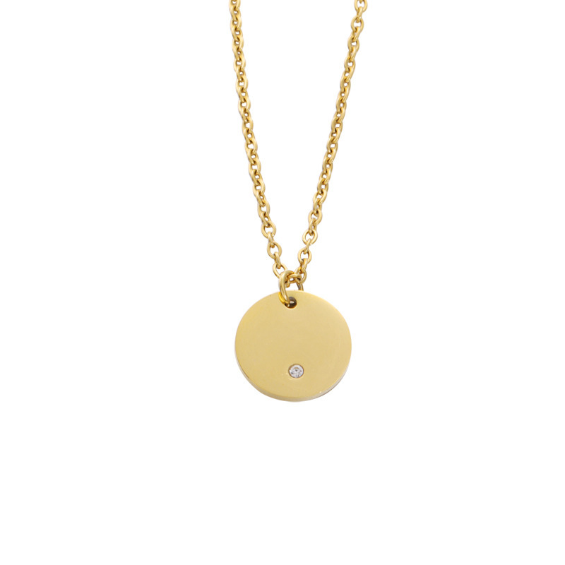 Stainless Steel 18K Gold Plated Classic Style Commute Plating Round None Pendant Necklace display picture 4