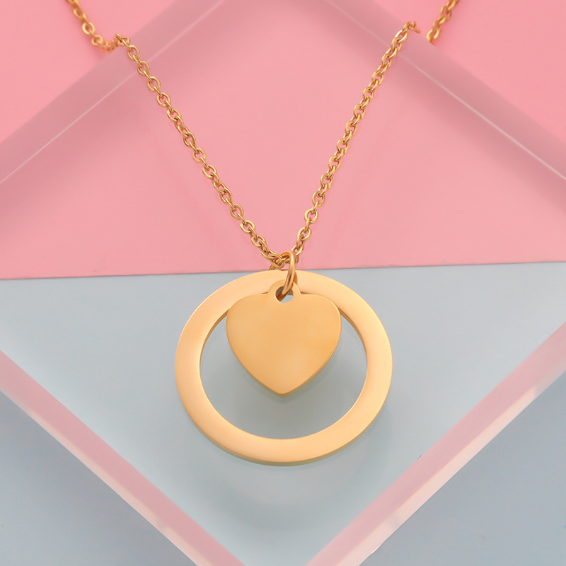 Stainless Steel 18K Gold Plated Simple Style Classic Style Heart Shape None Pendant Necklace display picture 5