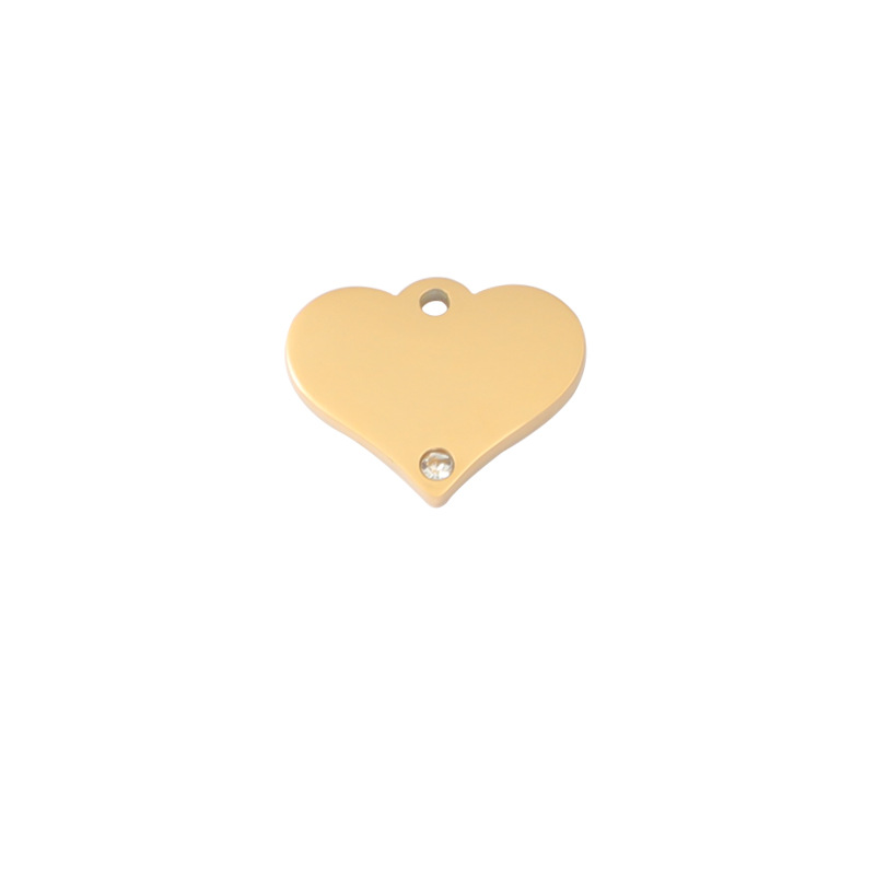 1 Piece Titanium Steel Zircon 18K Gold Plated Heart Shape display picture 1