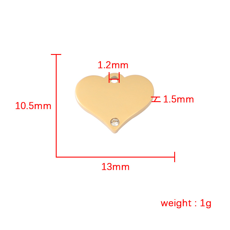 1 Piece Titanium Steel Zircon 18K Gold Plated Heart Shape display picture 2