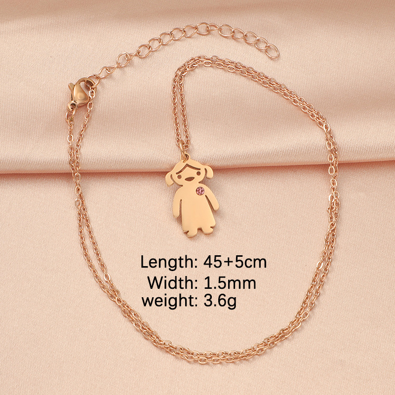 Stainless Steel 18K Gold Plated Cartoon Style Basic Streetwear Plating Inlay Geometric Zircon Pendant Necklace display picture 11