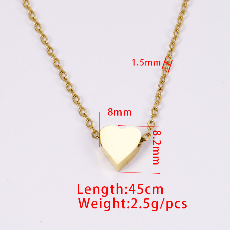 Stainless Steel 18K Gold Plated Basic Simple Style Classic Style Plating Heart Shape None Pendant Necklace display picture 1