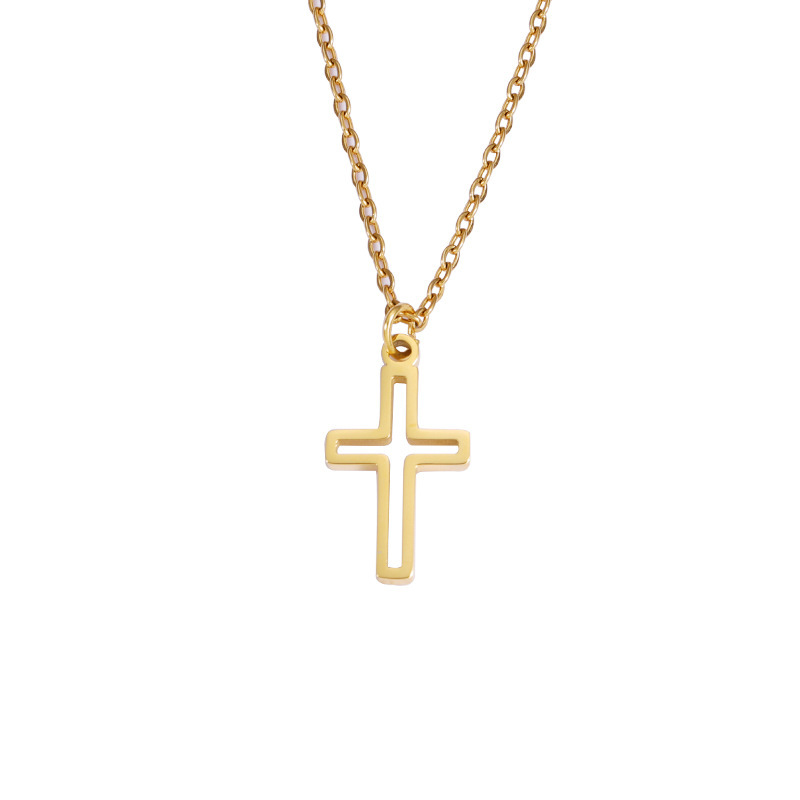 Stainless Steel 18K Gold Plated Elegant Classic Style Plating Cross None Pendant Necklace display picture 5