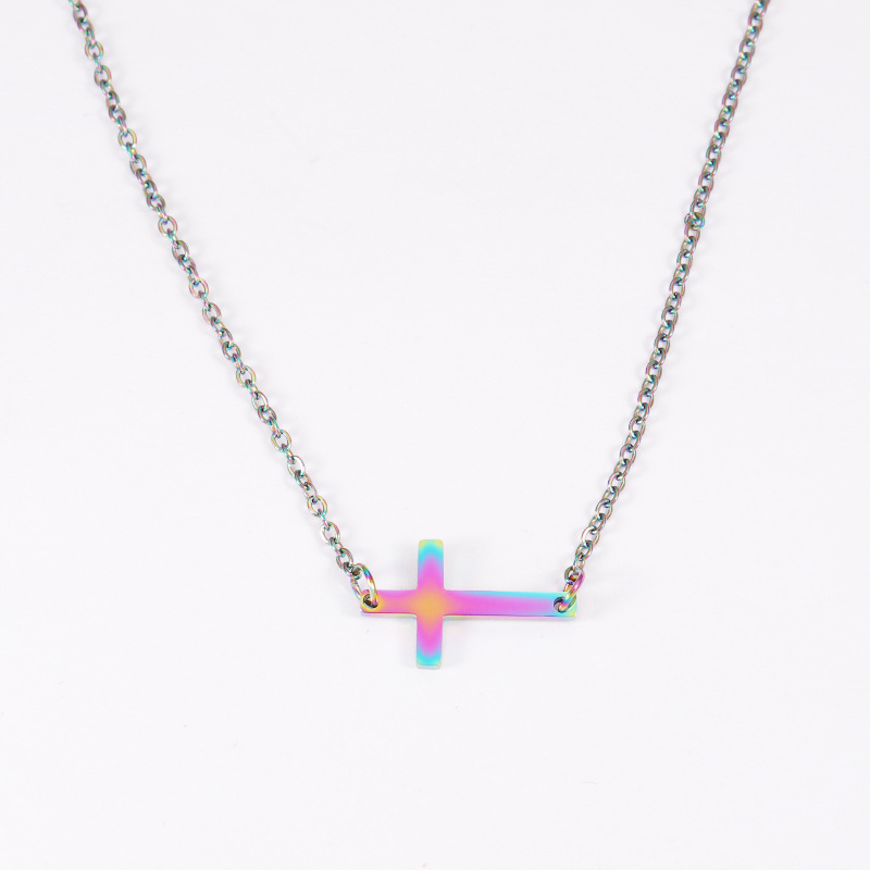 Titanium Steel 18K Gold Plated Casual Streetwear Cross None Necklace display picture 3