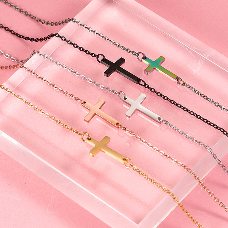 Titanium Steel 18K Gold Plated Casual Streetwear Cross None Necklace display picture 5