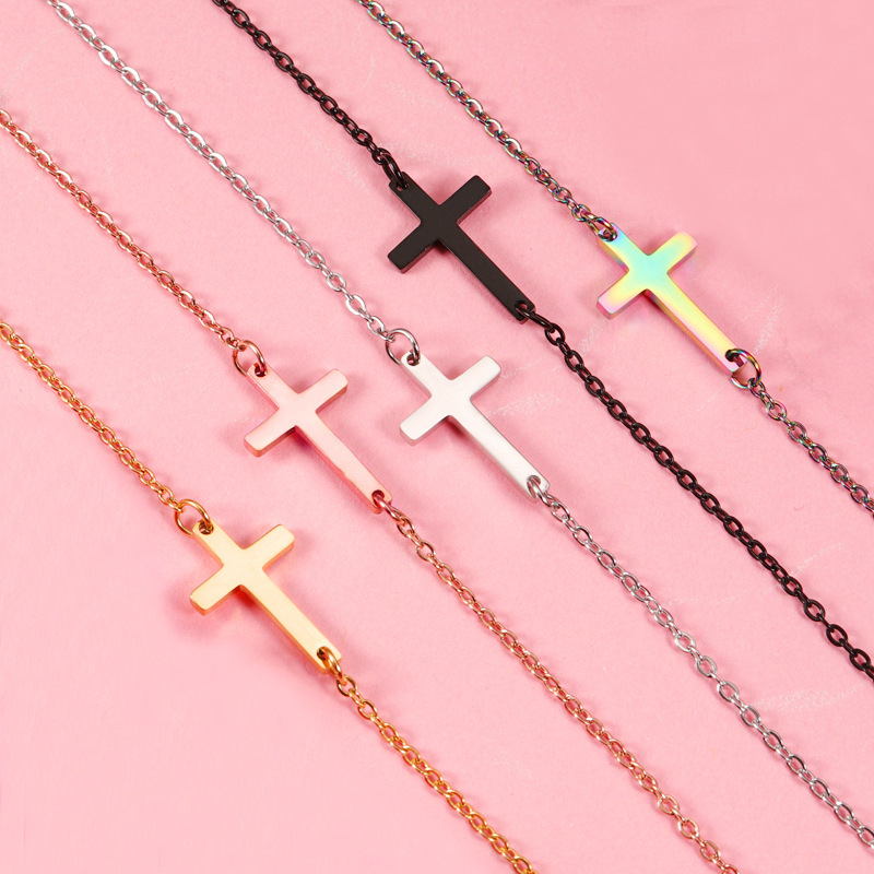 Titanium Steel 18K Gold Plated Casual Streetwear Cross None Necklace display picture 8