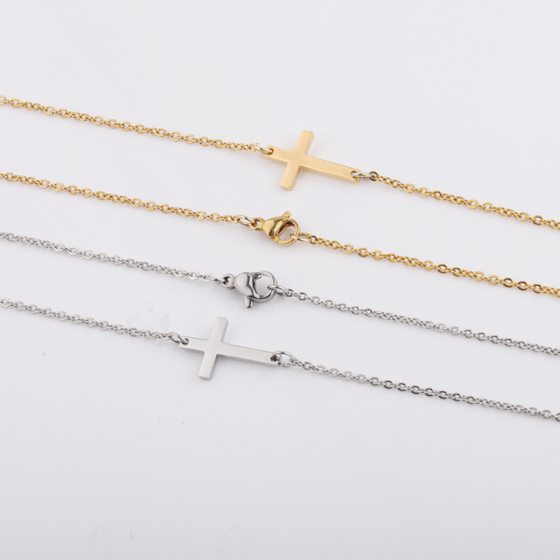 Titanium Steel 18K Gold Plated Casual Streetwear Cross None Necklace display picture 9