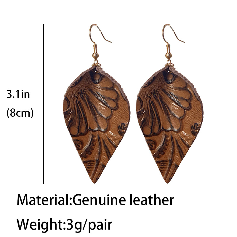 1 Pair Retro Streetwear Leaf Pu Leather Drop Earrings display picture 1