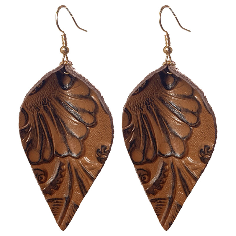 1 Pair Retro Streetwear Leaf Pu Leather Drop Earrings display picture 6