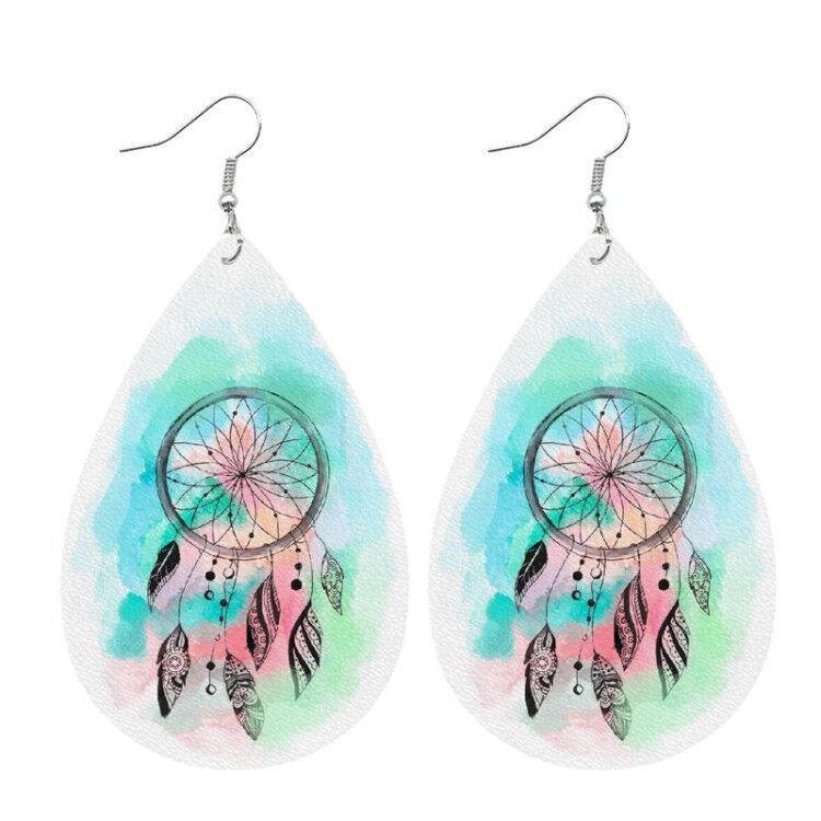 1 Paire De Base Style Moderne Les Gouttelettes D'eau Faux Cuir Boucles D'oreilles display picture 1