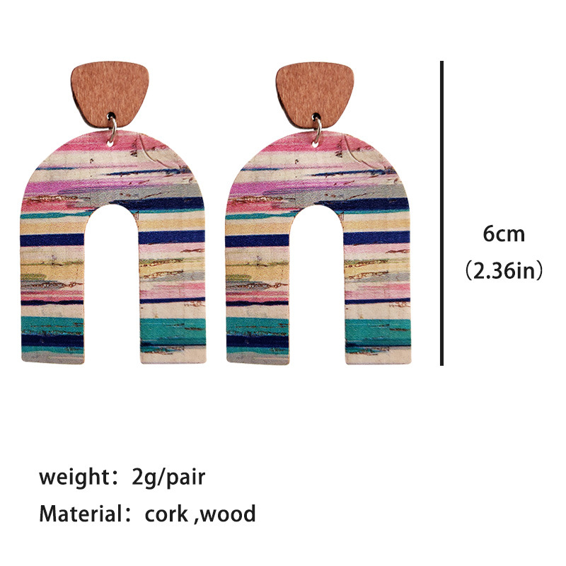 1 Paar Dame Strassenmode U-form Geometrisch Holz Tropfenohrringe display picture 1