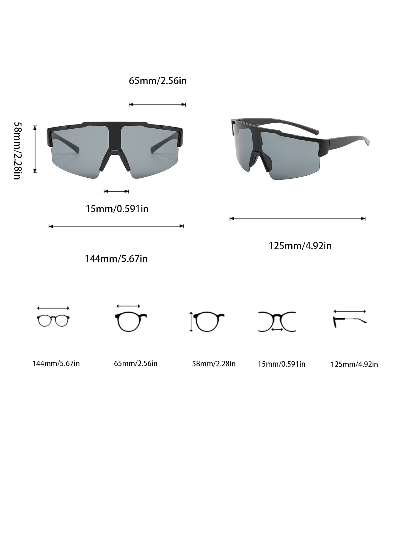 Casual Streetwear Geometric Pc Uv Protection Polygon Sport Biker Half Frame Clips Glasses display picture 4