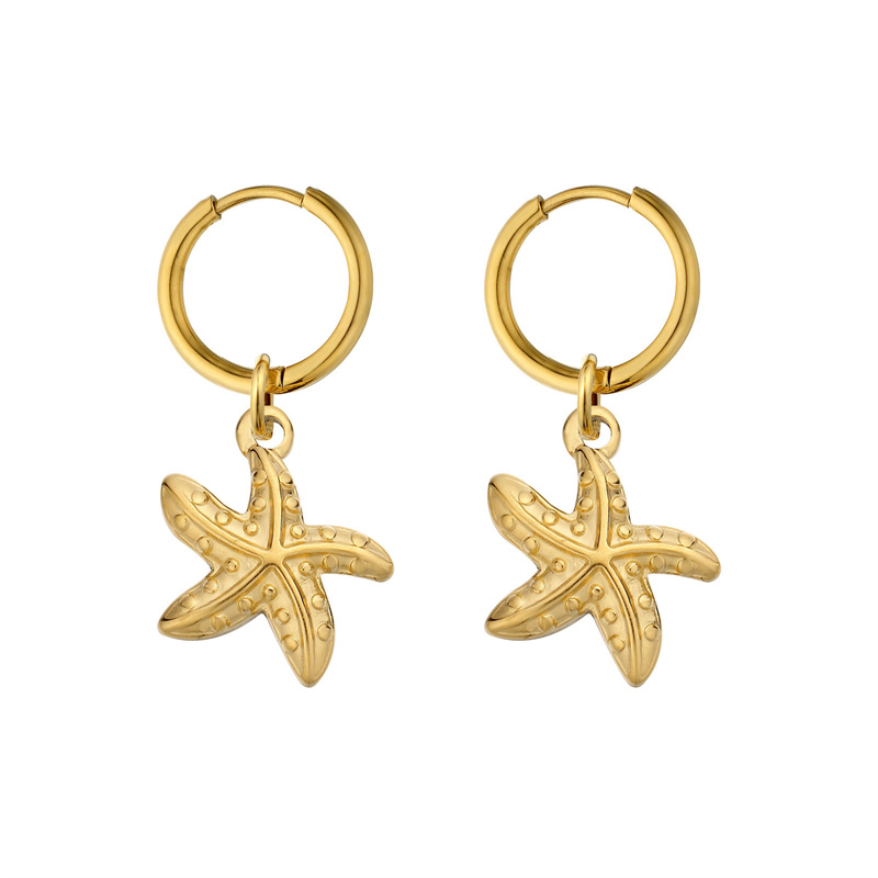 1 Pair Simple Style Classic Style Starfish Conch Shell Plating Stainless Steel 18K Gold Plated Earrings display picture 9
