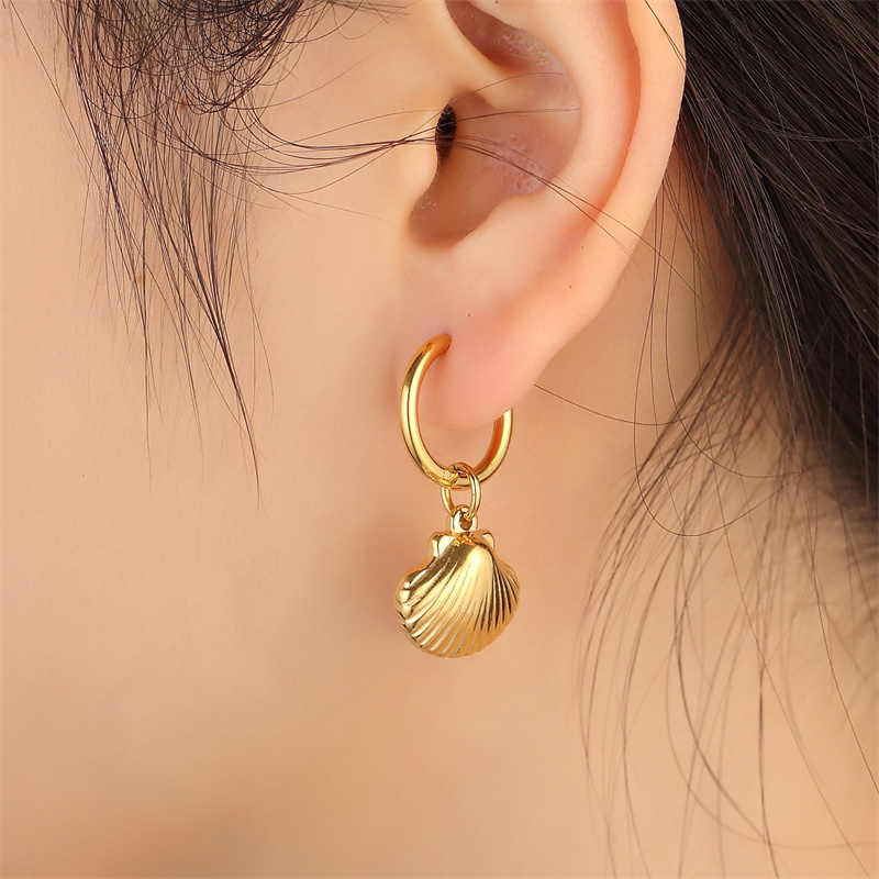 1 Pair Simple Style Classic Style Starfish Conch Shell Plating Stainless Steel 18K Gold Plated Earrings display picture 5