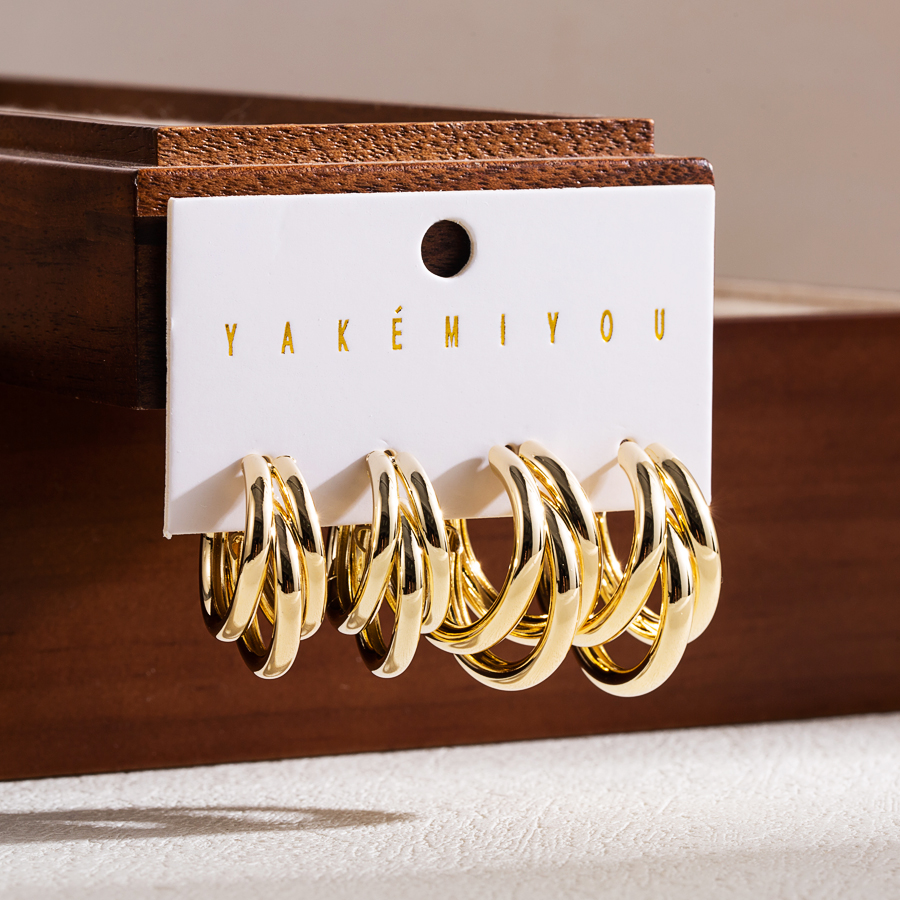 Lässig Einfacher Stil Runden Kupfer 14 Karat Vergoldet Reif Ohrringe In Masse display picture 2