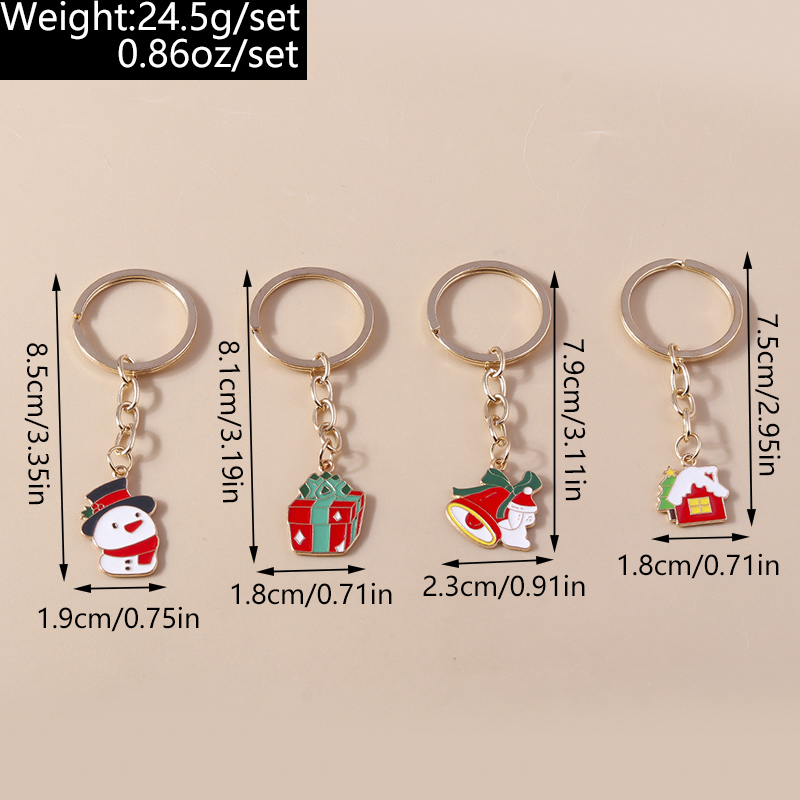Cute Christmas House Snowman Alloy Christmas Bag Pendant Keychain display picture 8
