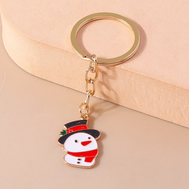 Cute Christmas House Snowman Alloy Christmas Bag Pendant Keychain display picture 1