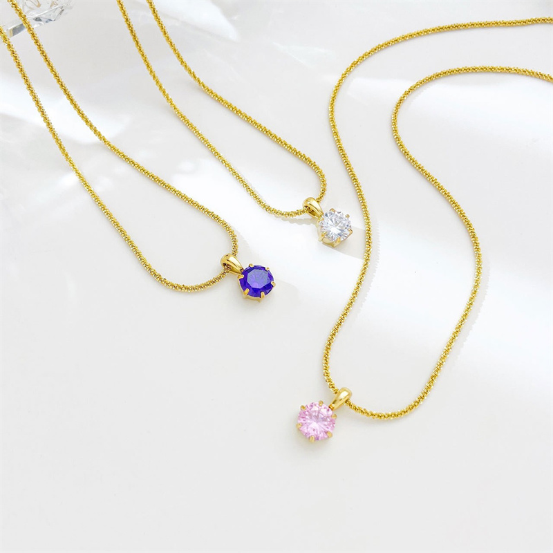 Classic Style Solid Color Stainless Steel Zircon Pendant Necklace In Bulk display picture 2