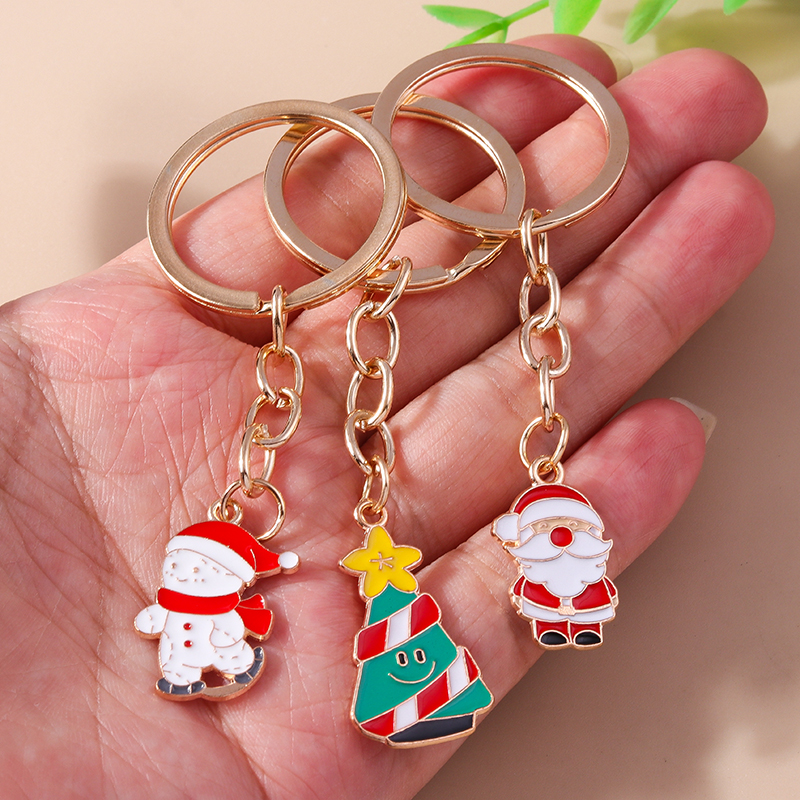 Cute Christmas Tree Santa Claus Alloy Christmas Bag Pendant Keychain display picture 3