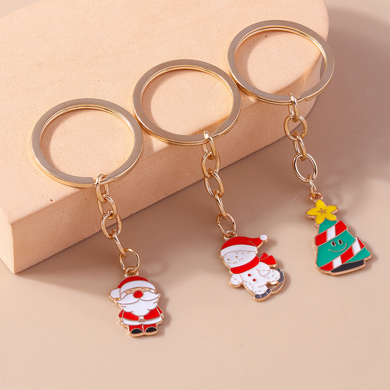 Cute Christmas Tree Santa Claus Alloy Christmas Bag Pendant Keychain display picture 4