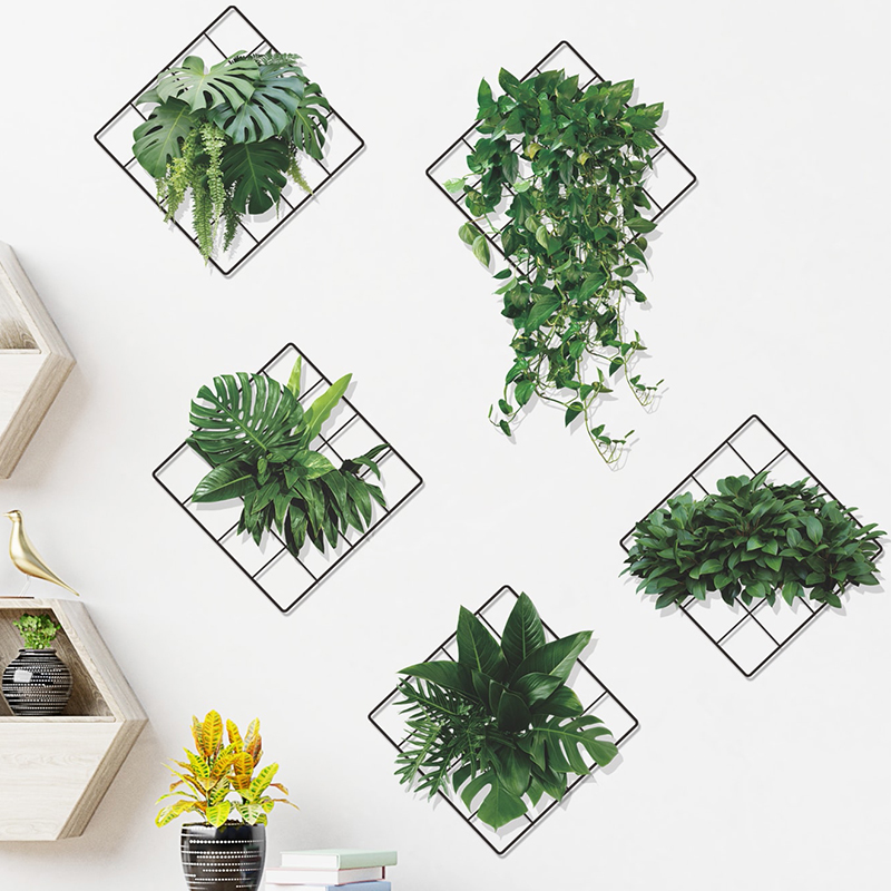 Pastoral Plant Grid Pvc Wall Sticker display picture 3