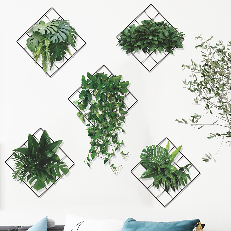 Pastoral Plant Grid Pvc Wall Sticker display picture 4