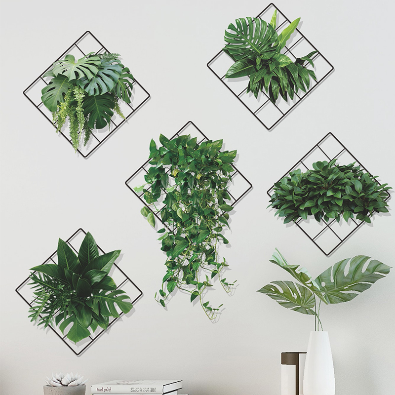 Pastoral Plant Grid Pvc Wall Sticker display picture 2
