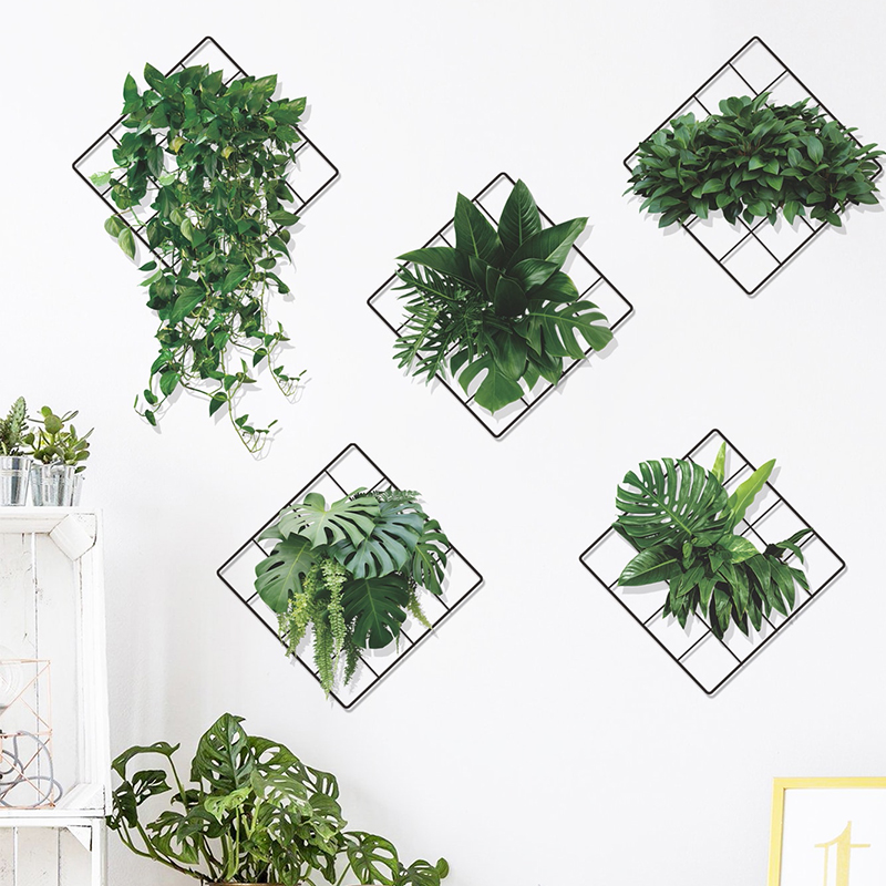 Pastoral Plant Grid Pvc Wall Sticker display picture 6