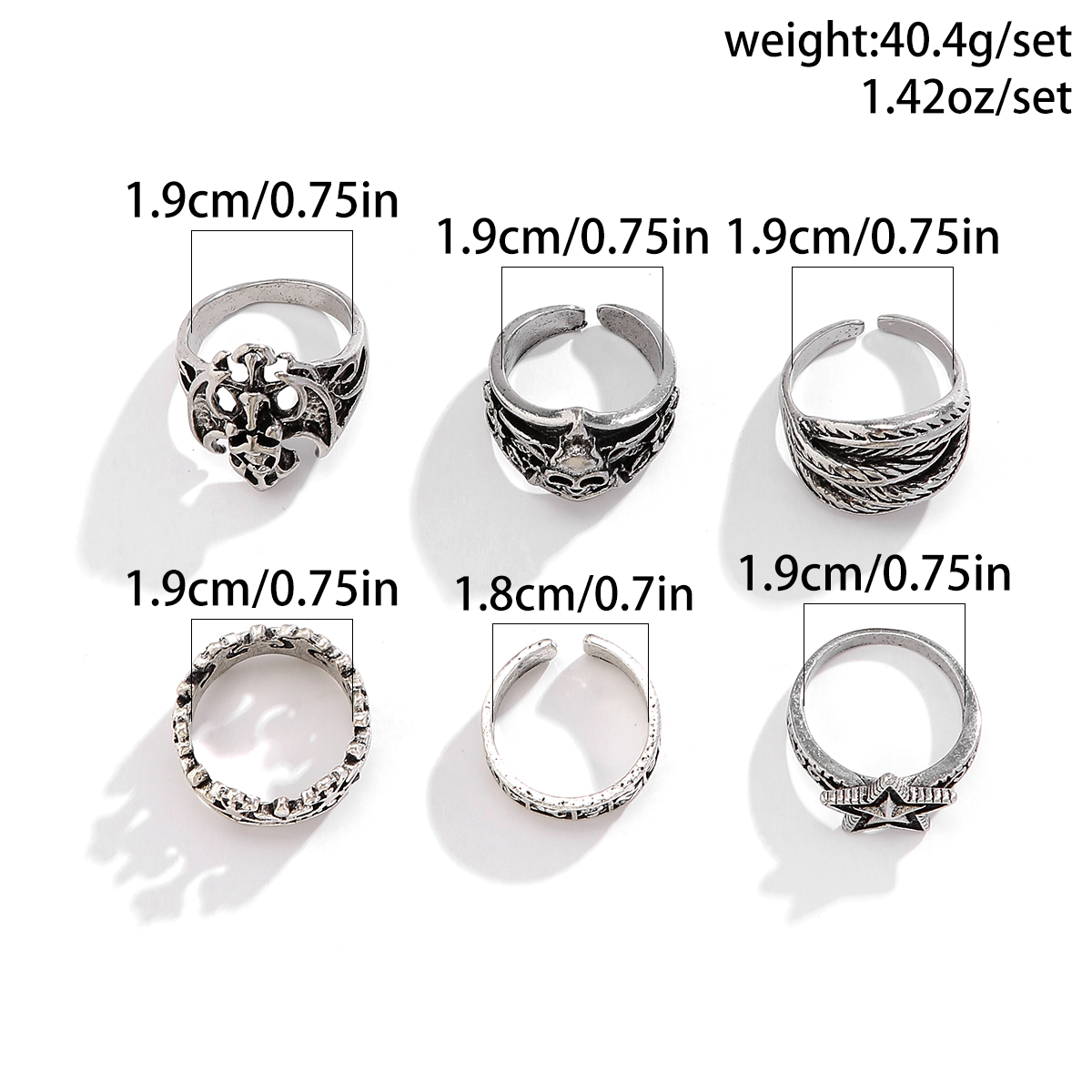 Exaggerated Simple Style Cool Style Pentagram Animal Bat Alloy Irregular Round Alloy Women's Rings display picture 1