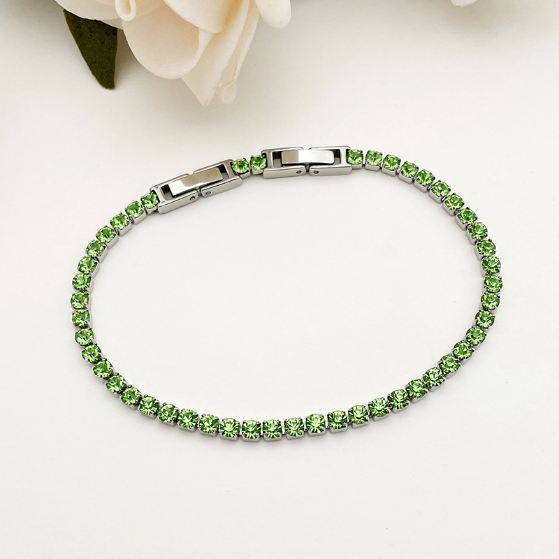 Style Simple Brillant Rond Acier Inoxydable 304 Zircon Bracelet Tennis En Masse display picture 3