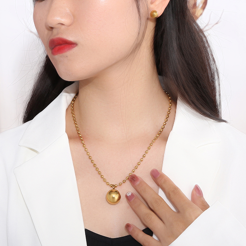 Acero Titanio Chapados en oro de 18k Elegante Señora Pulido Enchapado Color Sólido Aretes Collar display picture 4