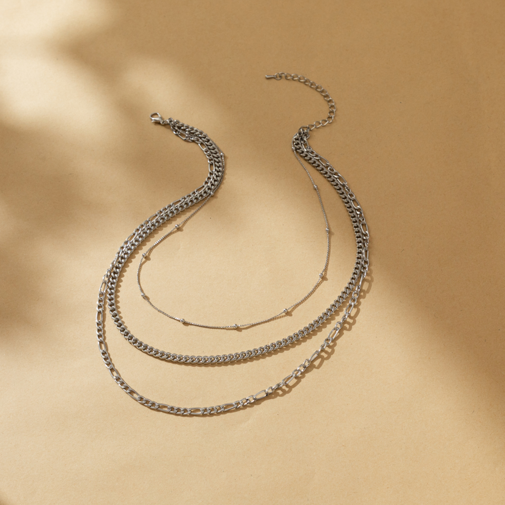 Einfacher Stil Einfarbig Legierung Überzug Frau Dreilagige Halskette display picture 2