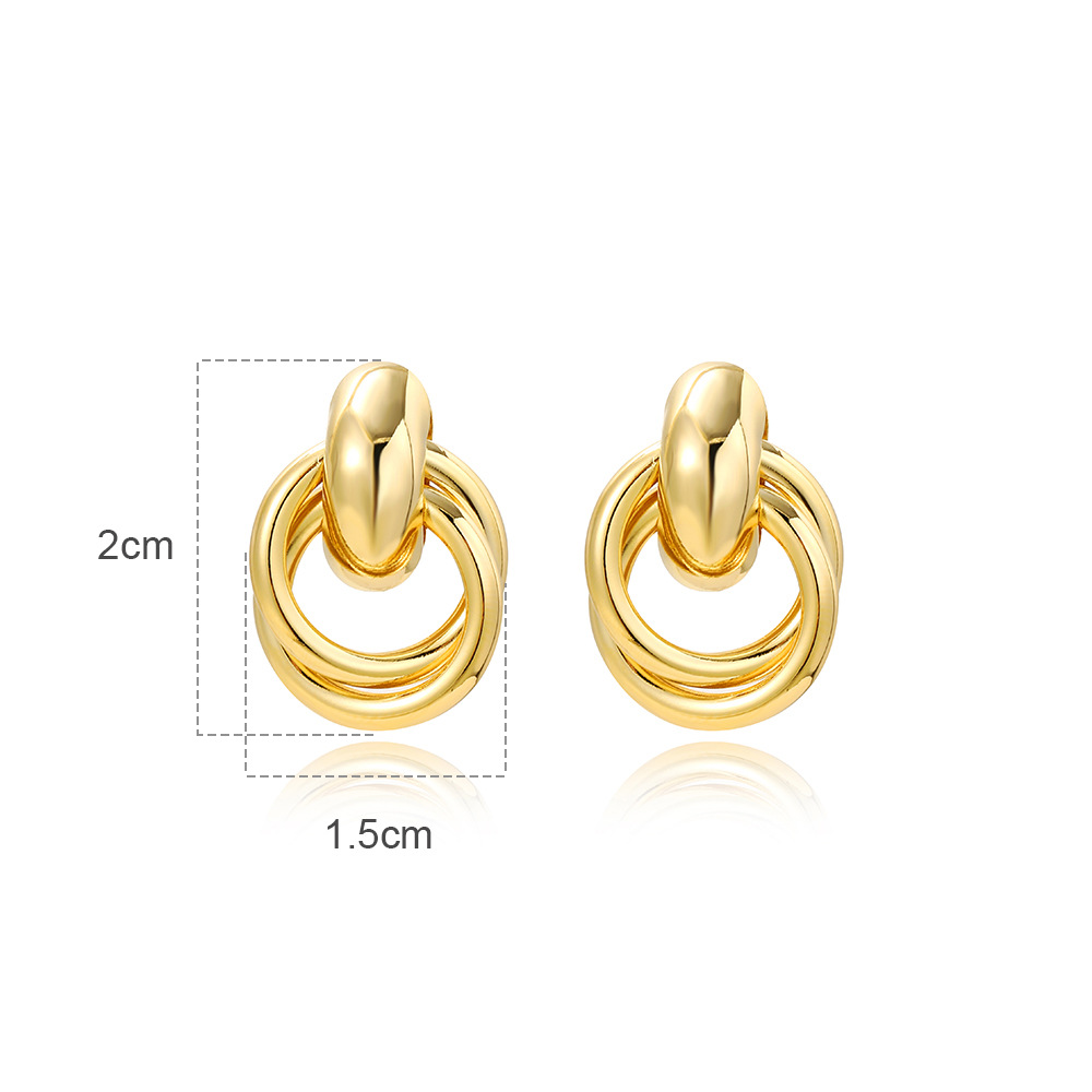 1 Pair Simple Style Circle Plating Brass Drop Earrings display picture 1