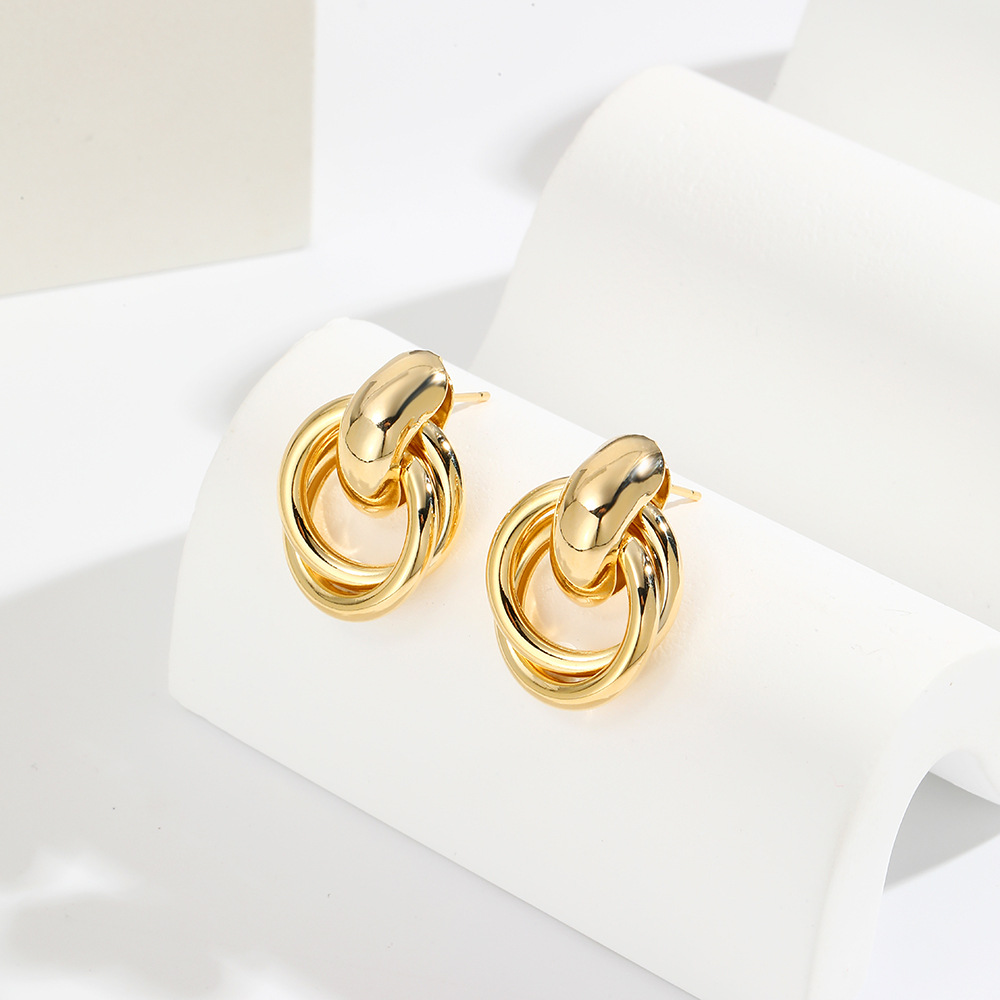 1 Pair Simple Style Circle Plating Brass Drop Earrings display picture 5