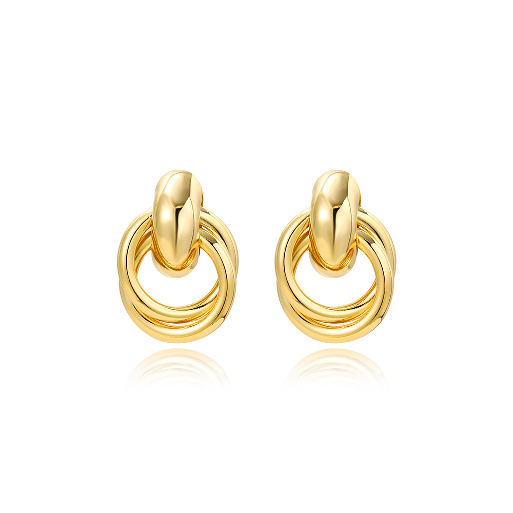1 Pair Simple Style Circle Plating Brass Drop Earrings display picture 6