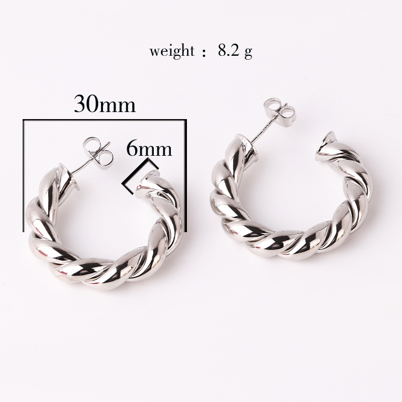 1 Pair Simple Style C Shape Twist Plating Copper 18k Gold Plated Ear Studs display picture 1