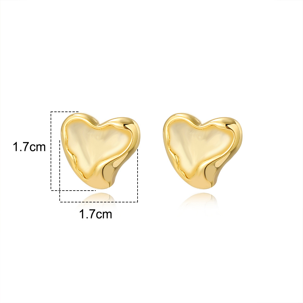 1 Pair Sweet Irregular Heart Shape Plating Brass Ear Studs display picture 1