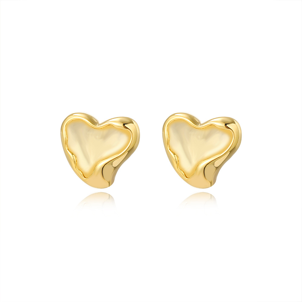1 Pair Sweet Irregular Heart Shape Plating Brass Ear Studs display picture 5